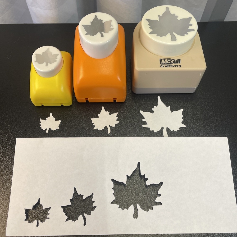 Lot of 3 Fall Maple Leaves Paper Punch 1 McGill Large, medium small Unbranded